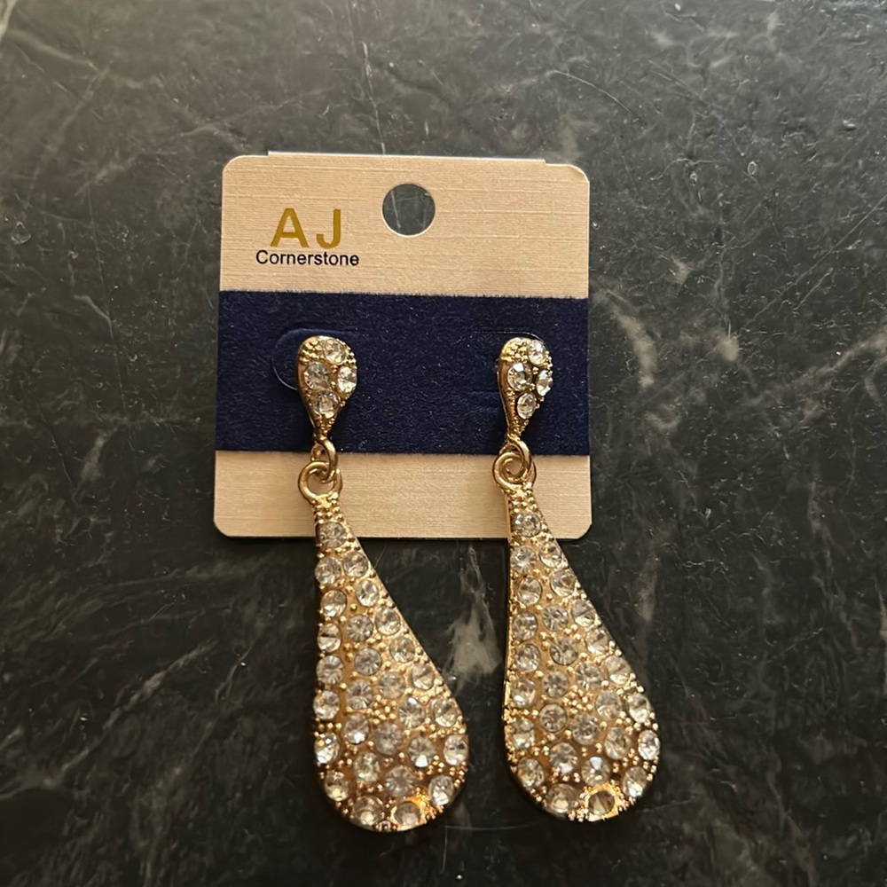 Gold Textured Teardrop Earrings